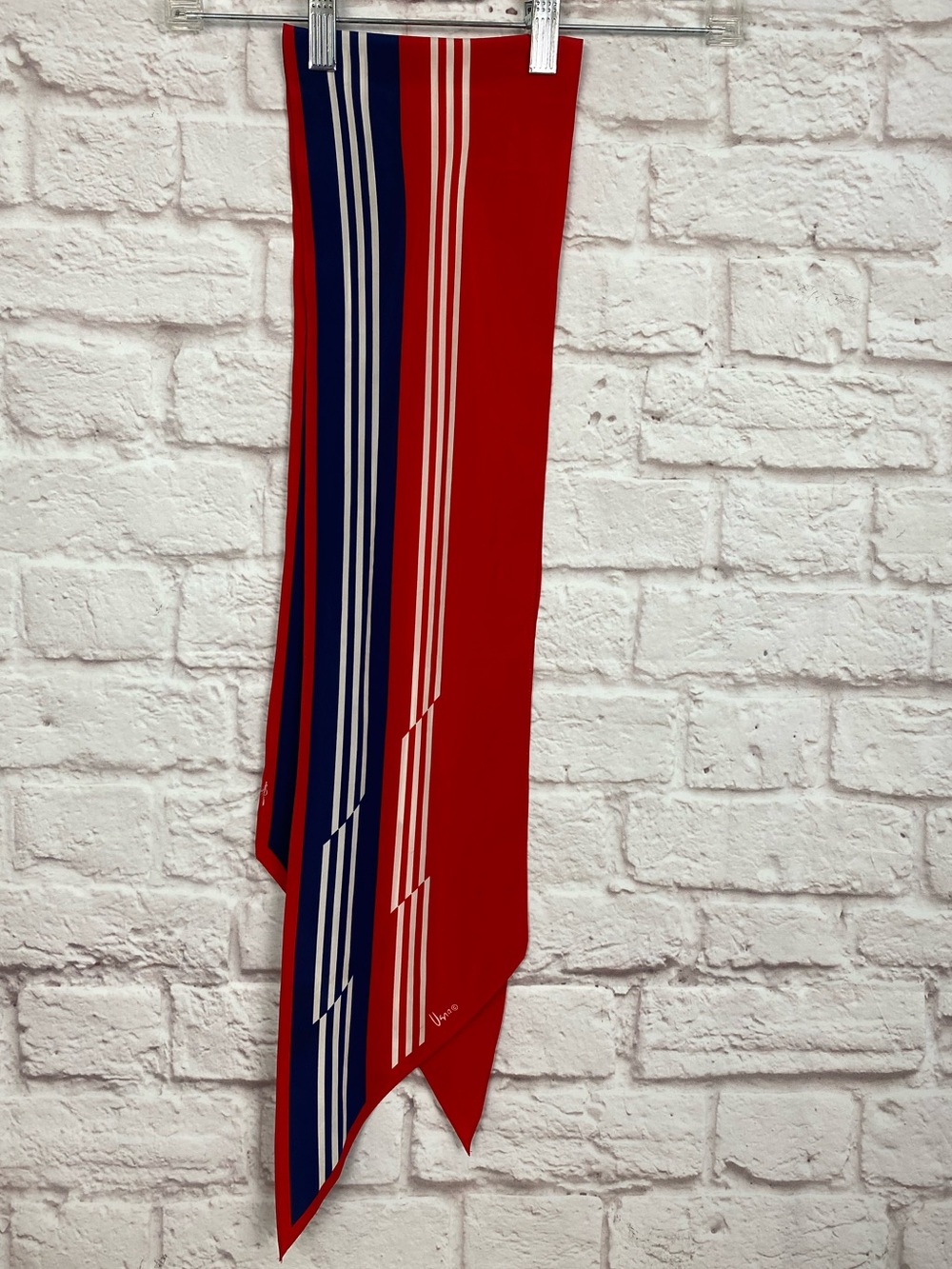 Red, White and Blue Stripes Patriotic Vintage Vera Neumann Silk Tie Scarf